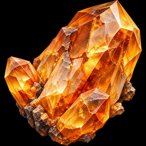 Rough warm amber topaz crystals pulled from the rock with a little host matrix still clinging